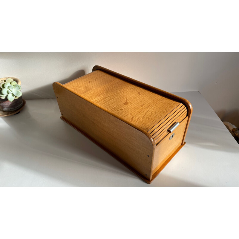 Vintage wooden box with curtain