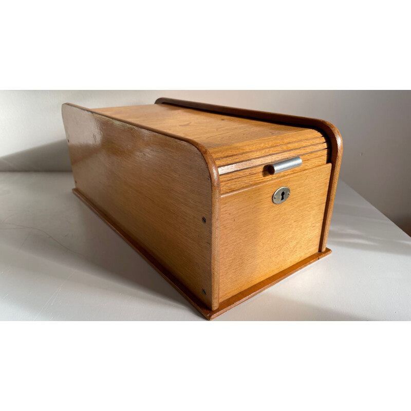 Vintage wooden box with curtain