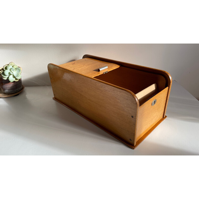 Vintage wooden box with curtain
