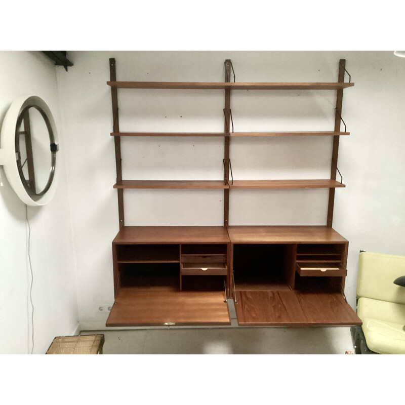 Vintage wooden wall unit by Poul Cadovius