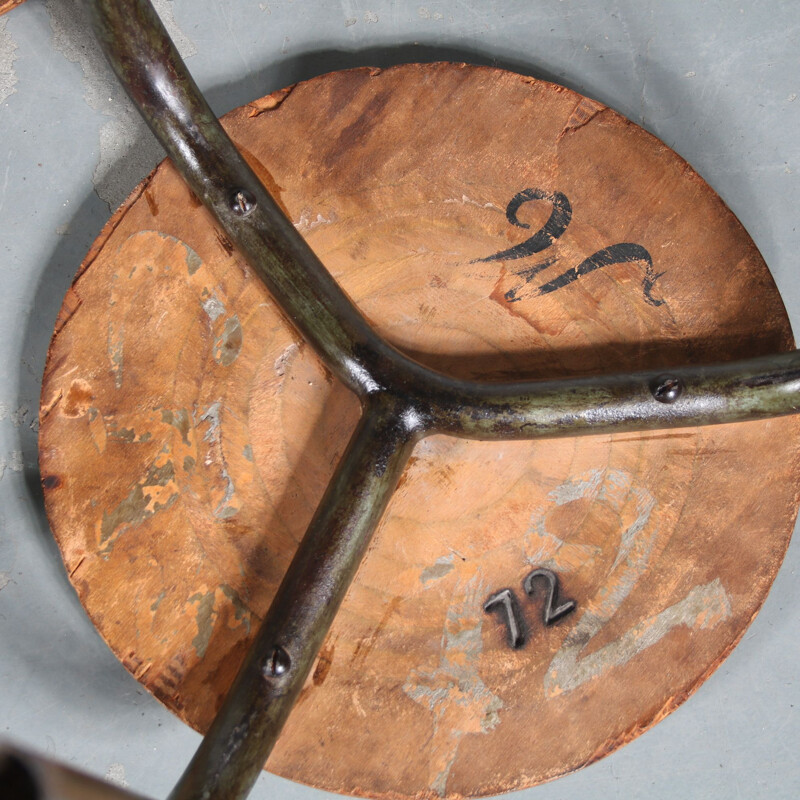 Set of 4 vintage tripod stools by Jean Prouvé for the Lycée Fabert in Metz, France 1950s