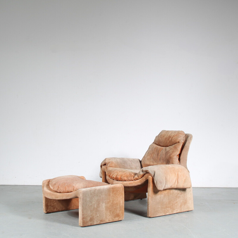Proposals" vintage fauteuil met voetenbankje van Vittorio Introini voor Saporiti, Italië 1970