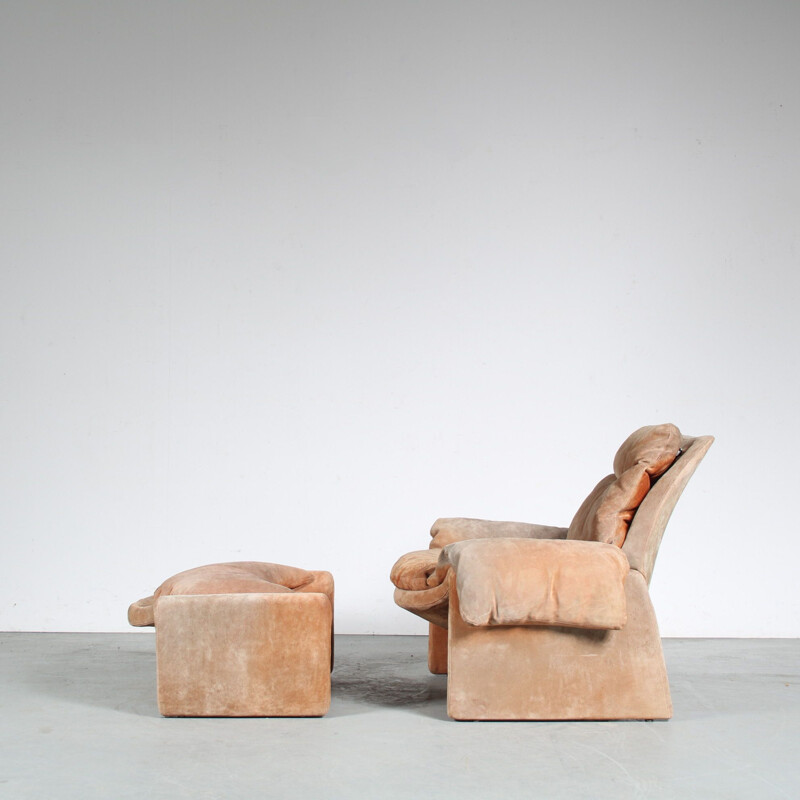 Proposals" vintage fauteuil met voetenbankje van Vittorio Introini voor Saporiti, Italië 1970