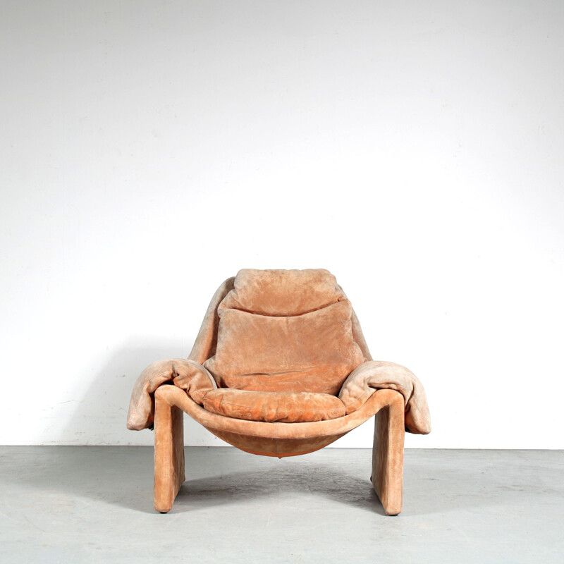 Vintage armchair with ottoman "Proposals" by Vittorio Introini for Saporiti, Italy 1970s