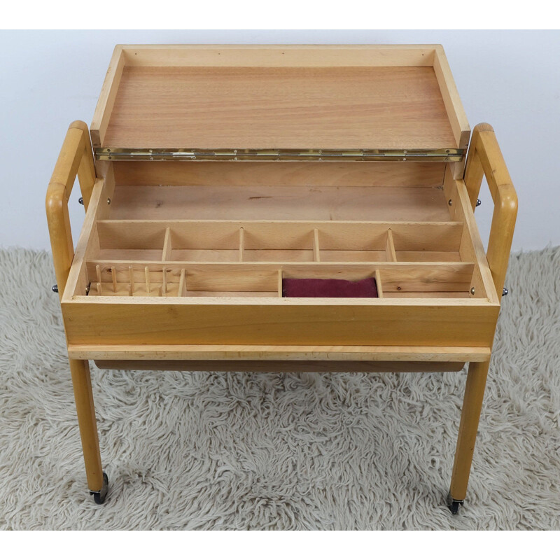 Mid century sewing box in beech - 1950s