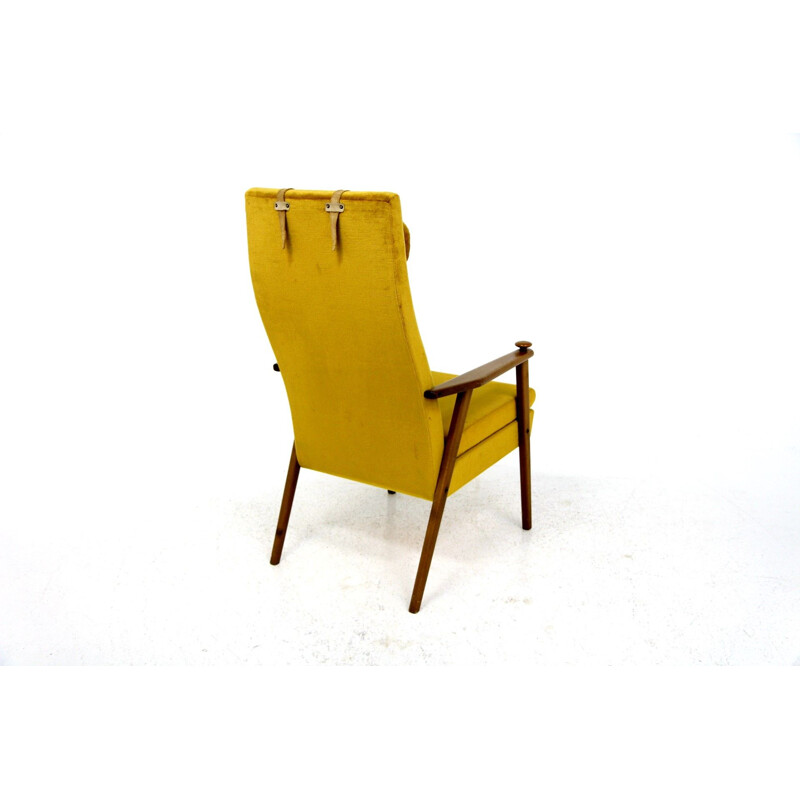 Vintage yellow velvet armchair, Sweden 1950s