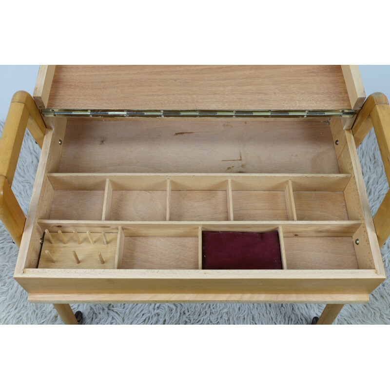 Mid century sewing box in beech - 1950s