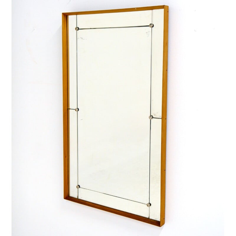 Miroir vintage en chêne, Suède 1960