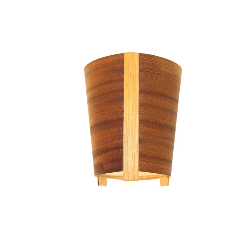 Vintage mahogany wastepaper basket, Sweden 1950