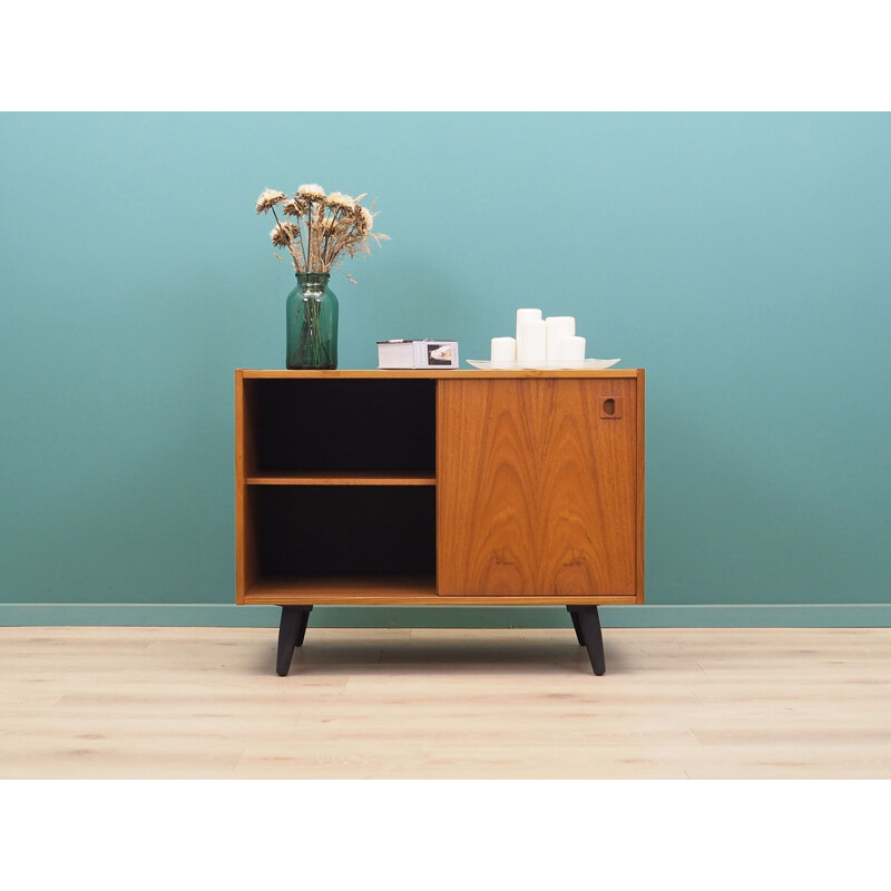 Teak vintage sideboard with sliding doors, Denmark 1970s