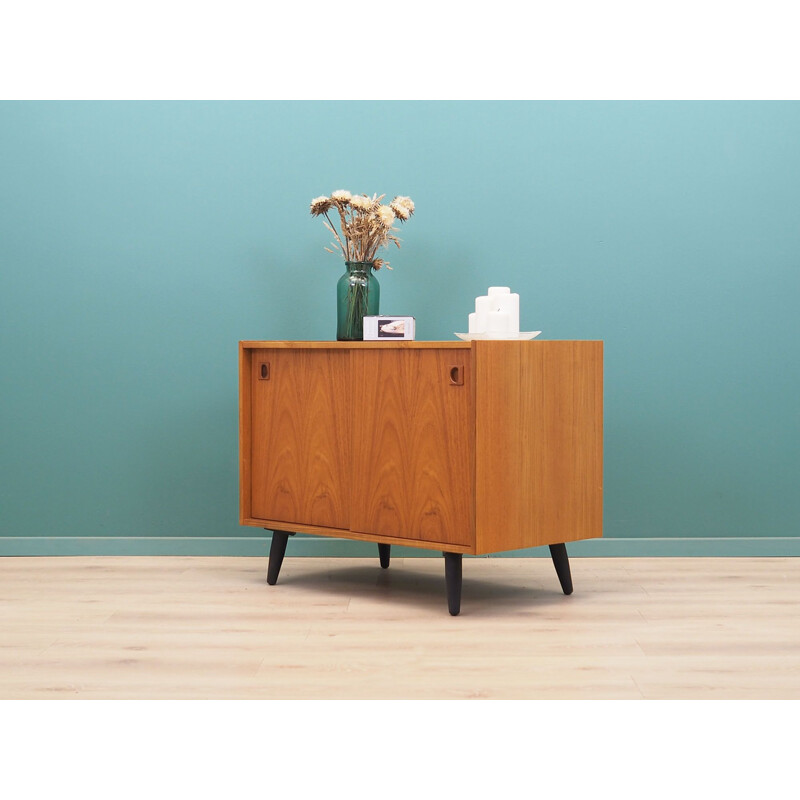 Teak vintage sideboard with sliding doors, Denmark 1970s