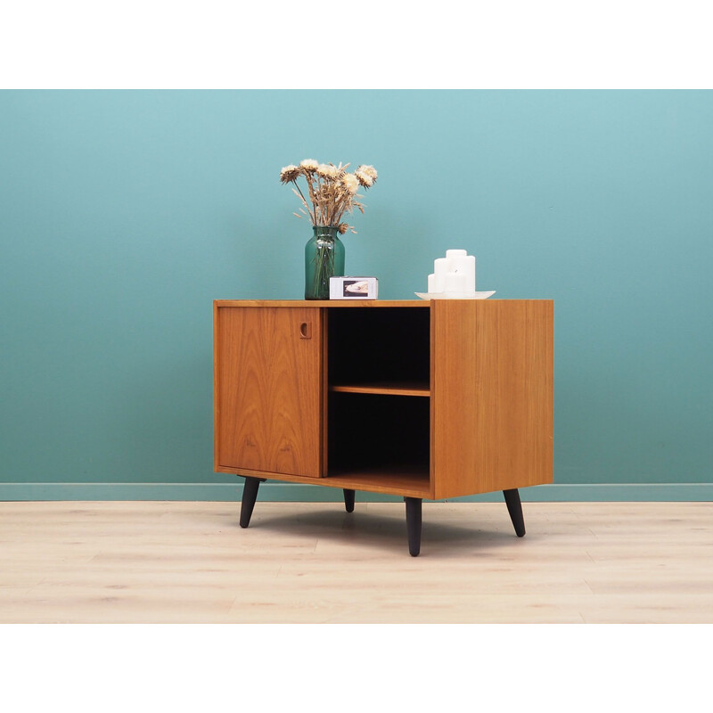 Teak vintage sideboard with sliding doors, Denmark 1970s