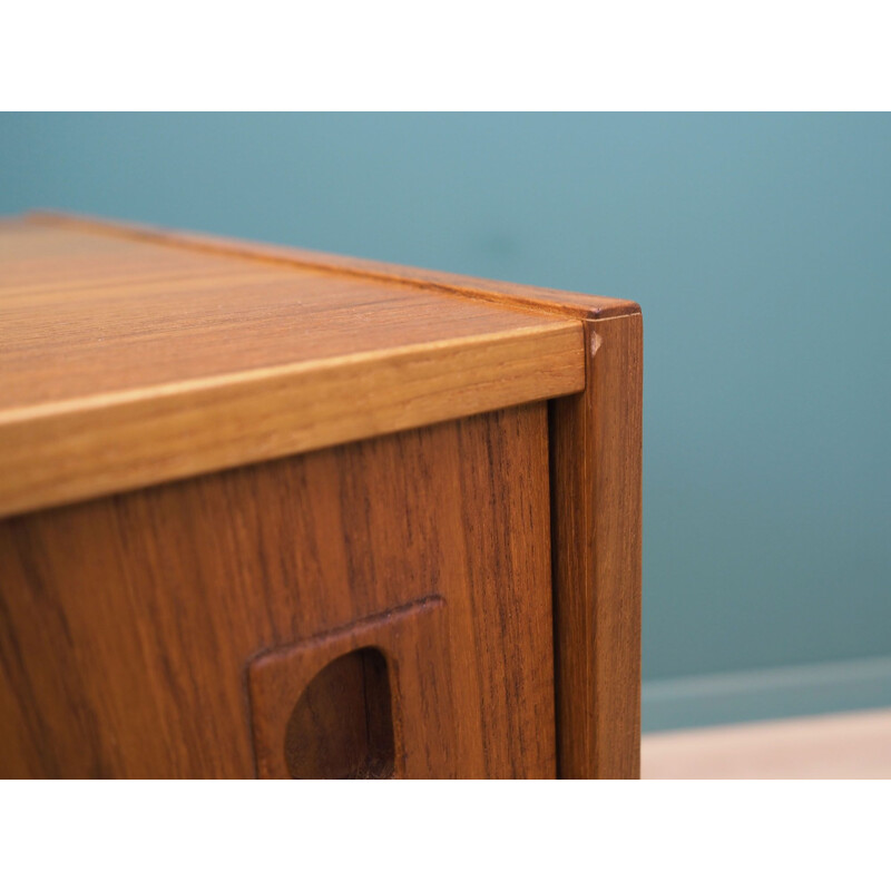 Teak vintage sideboard with sliding doors, Denmark 1970s