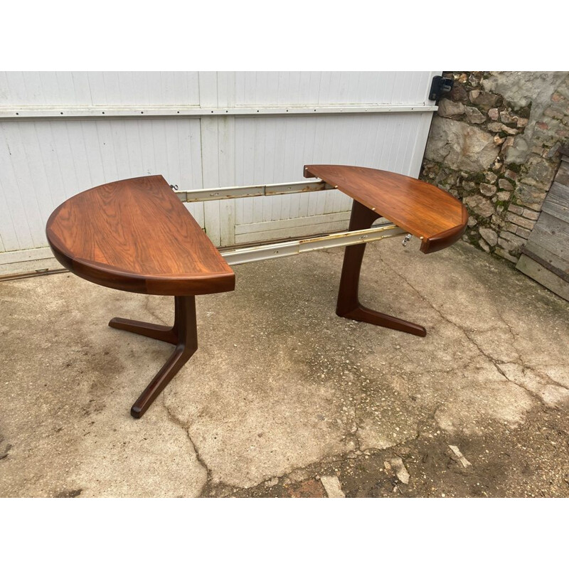 Vintage round expandable table in rosewood and teak, 1960
