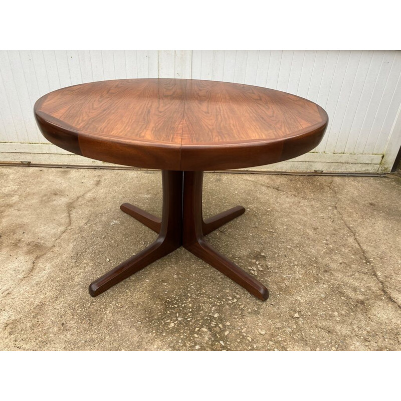 Vintage round expandable table in rosewood and teak, 1960