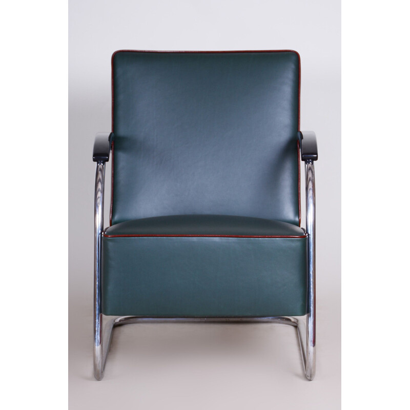 Vintage blue Bauhaus armchair by Mucke Melder, 1930s