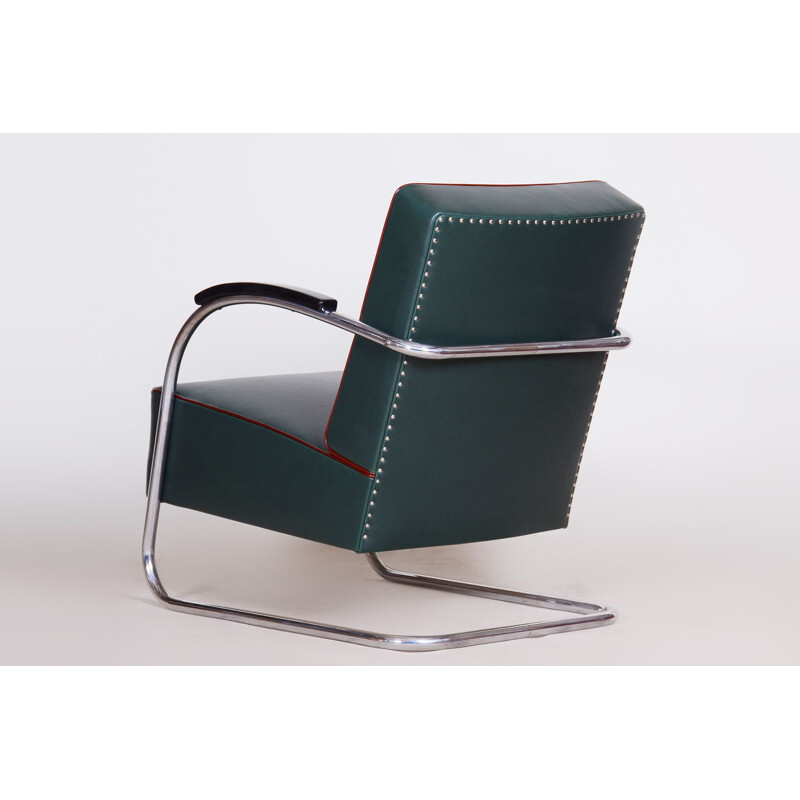 Vintage blauwe Bauhaus fauteuil van Mucke Melder, 1930