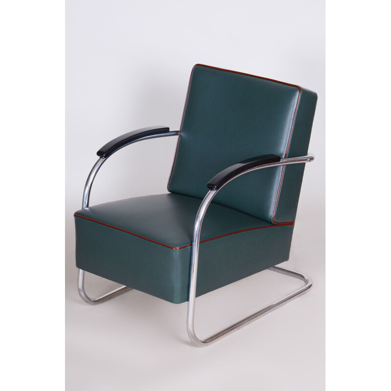 Vintage blue Bauhaus armchair by Mucke Melder, 1930s