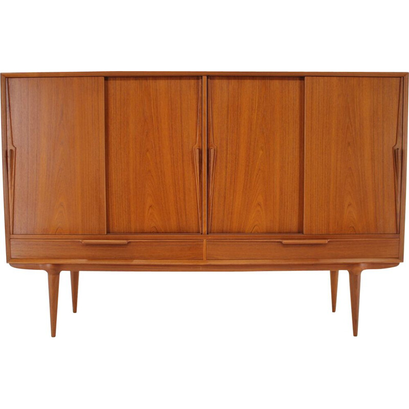 Vintage teak highboard by Gunni Omann, 1960s