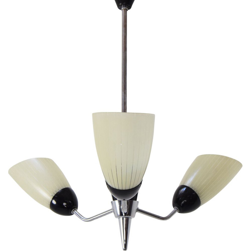 Vintage glass chandelier by Drukov, Czechoslovakia 1960