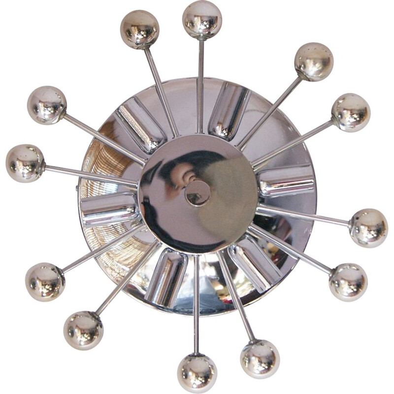 Vintage sputnik wall lamp in chrome and glass by Baum Leuchten