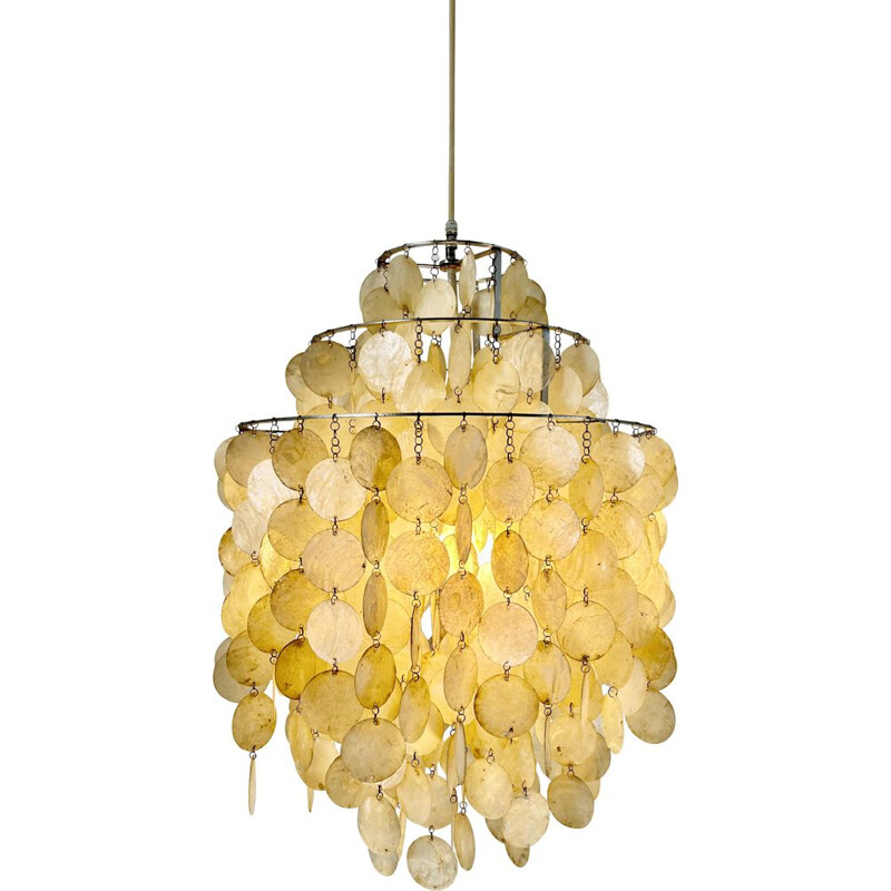 Vintage mother of pearl and metal chandelier by Verner Panton, 1970