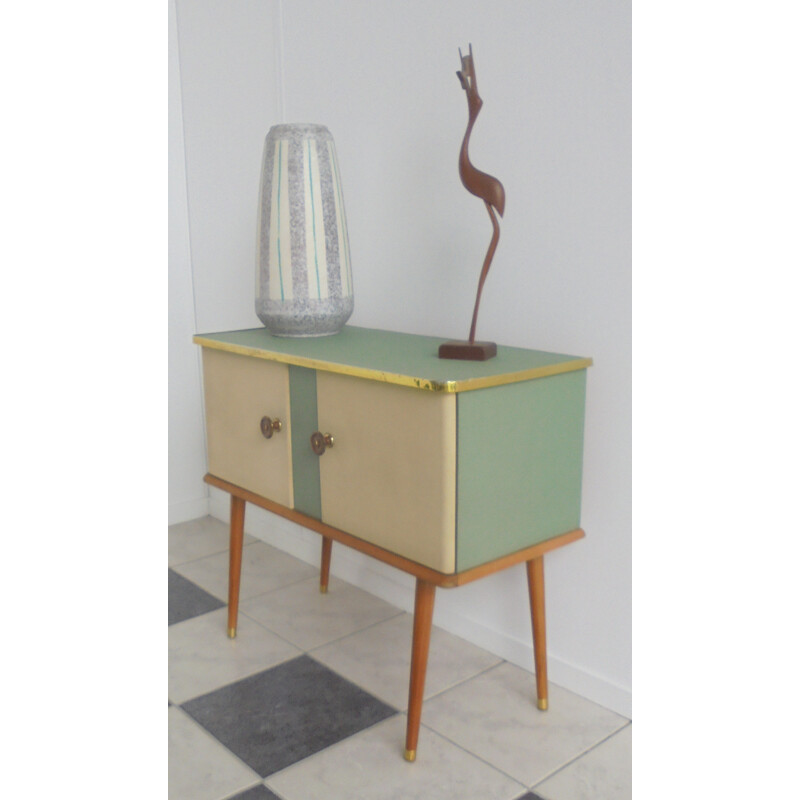 Small sideboard in wood and skai - 1950s