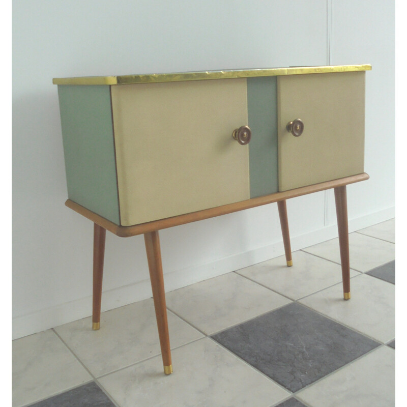 Small sideboard in wood and skai - 1950s