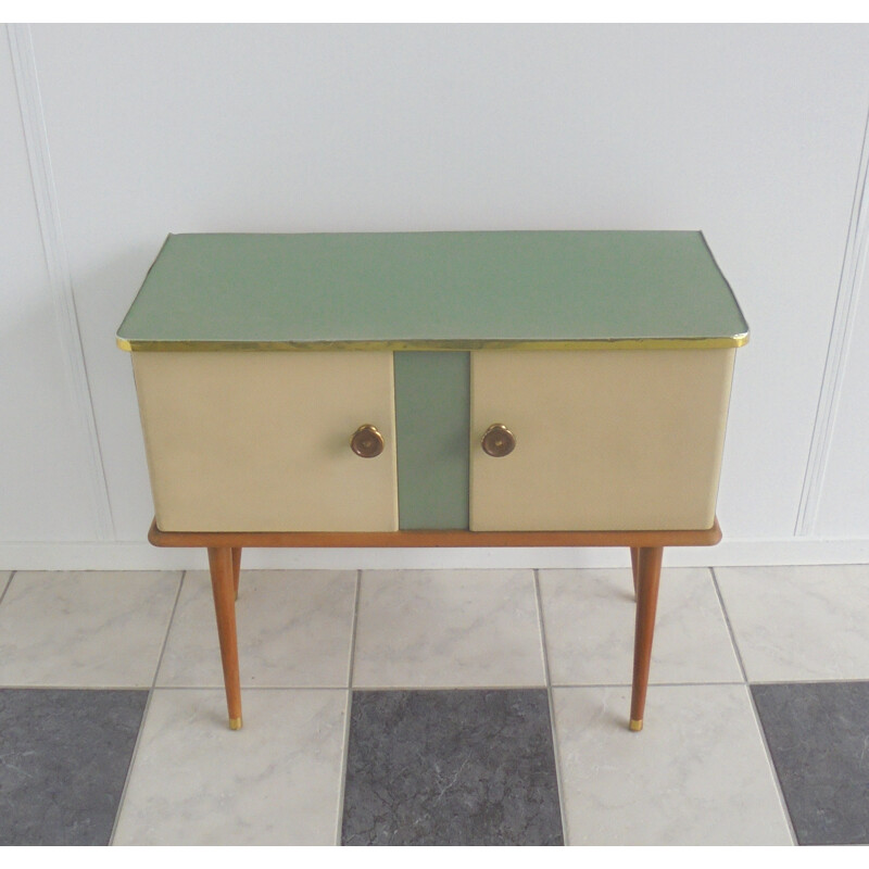 Small sideboard in wood and skai - 1950s