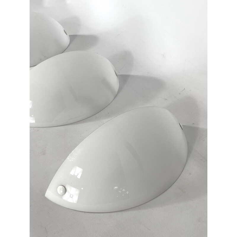 Set of 3 vintage Italian milk Murano glass wall lamps, 1970s