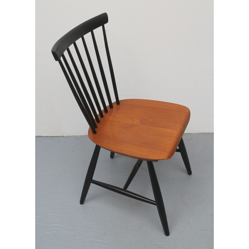 Vintage black solid wood chair by Erik Fryklund for Hagafors, 1950