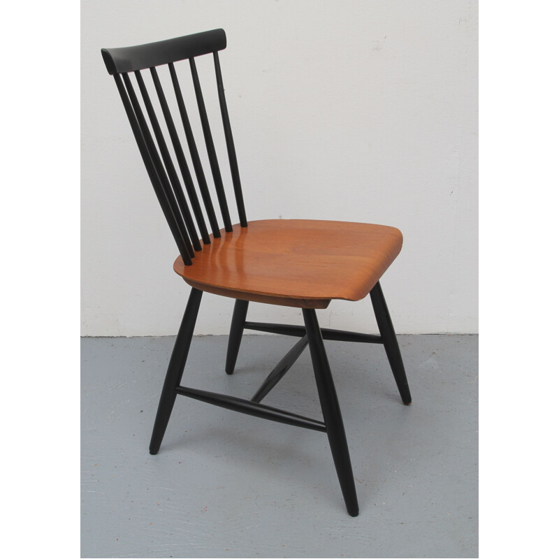 Cadeira de madeira maciça preta Vintage de Erik Fryklund para Hagafors, 1950