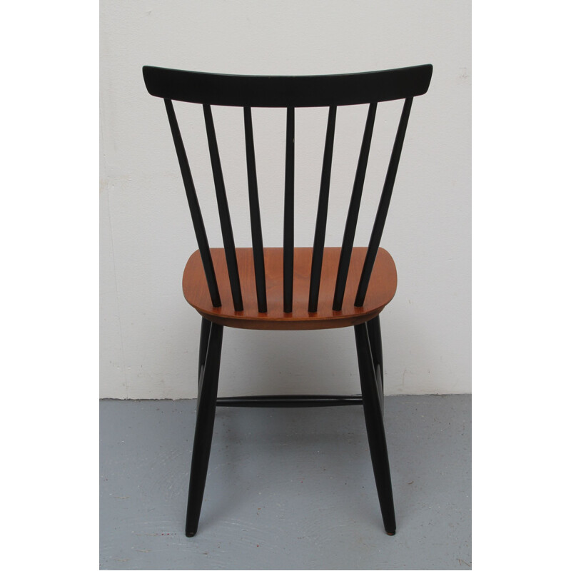 Vintage black solid wood chair by Erik Fryklund for Hagafors, 1950