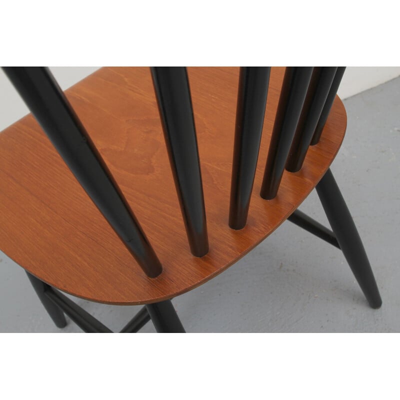 Vintage-Stuhl aus schwarzem Massivholz von Erik Fryklund für Hagafors, 1950