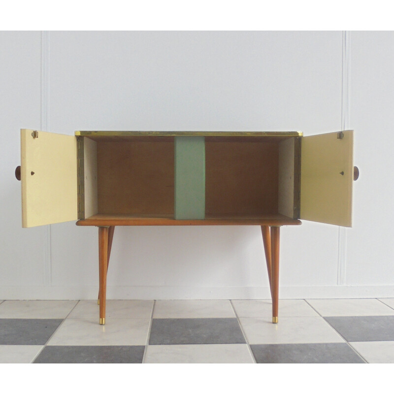 Small sideboard in wood and skai - 1950s