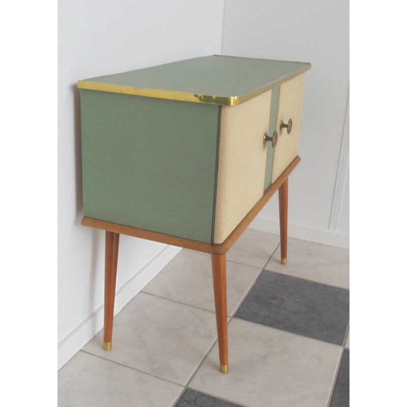 Small sideboard in wood and skai - 1950s