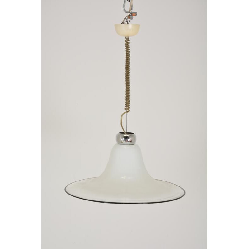 Scandinavian vintage pendant lamp in white opaline