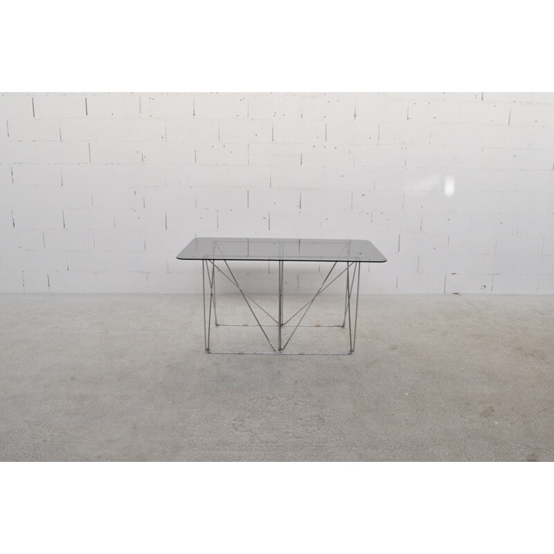 Folding table in chromed steel and glass - 1970s