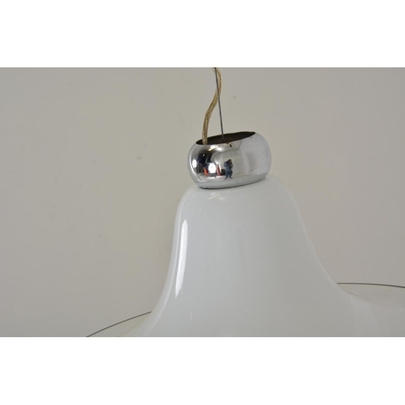 Scandinavian vintage pendant lamp in white opaline