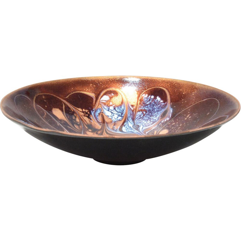 Vintage enameled copper bowl, Germany 1960