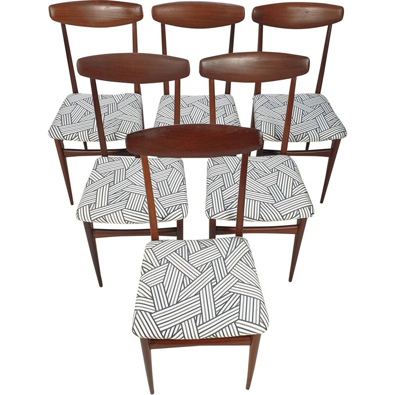 Conjunto de 6 cadeiras de teca italianas vintage, 1950