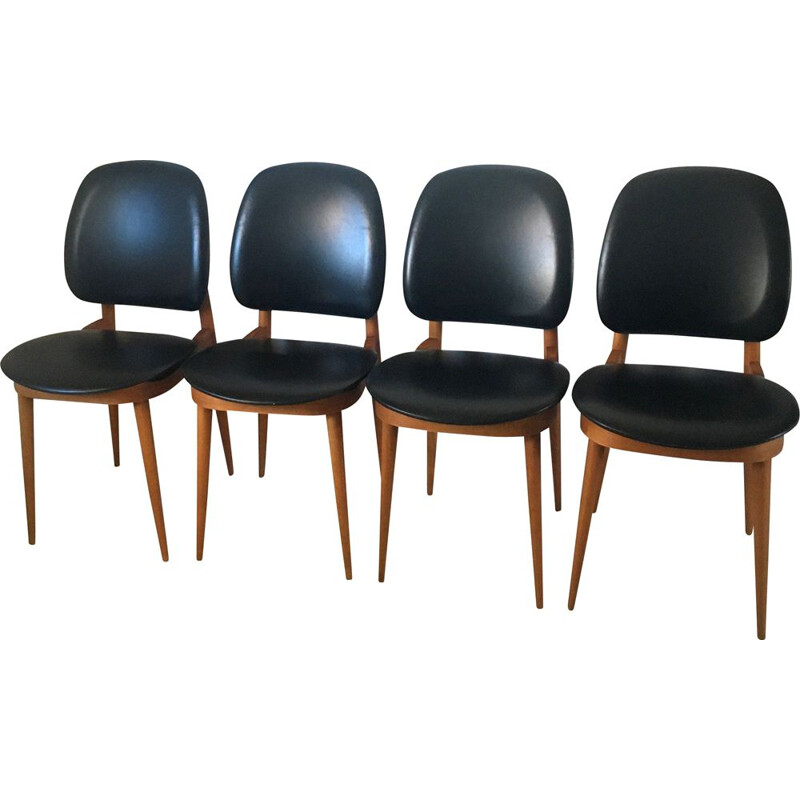 Set of 4 vintage Baumann chairs, 1960s