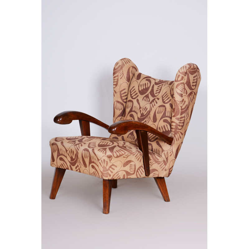 Cadeira de braços Art Deco castanha, 1930