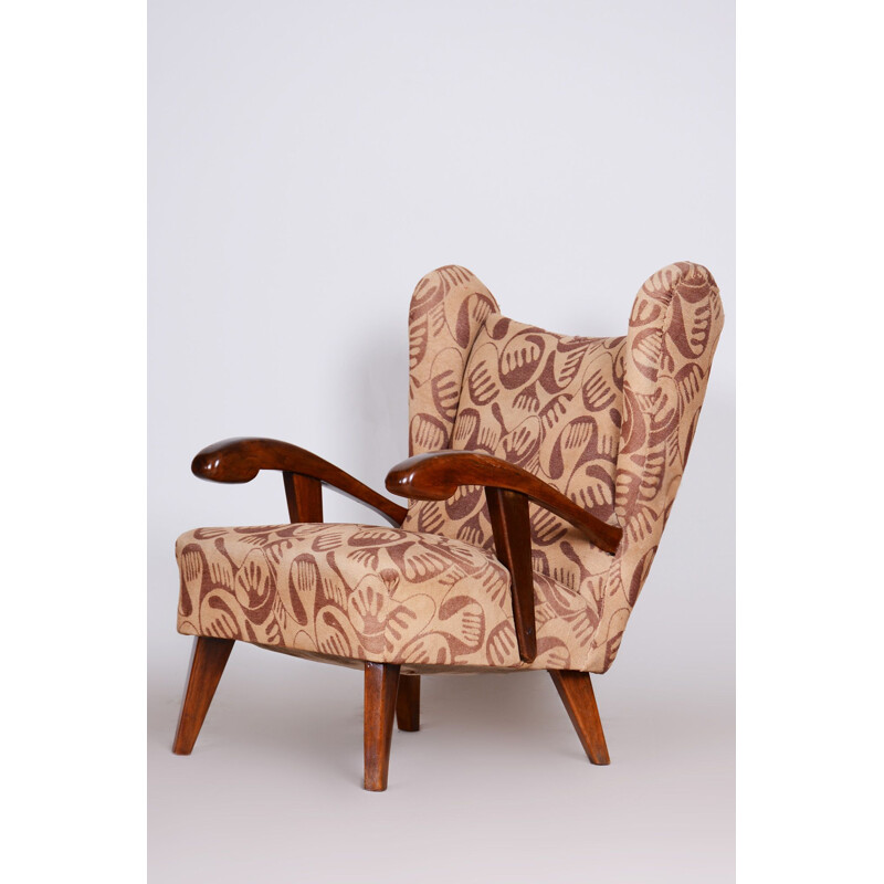 Bruine vintage Art Deco fauteuil, 1930