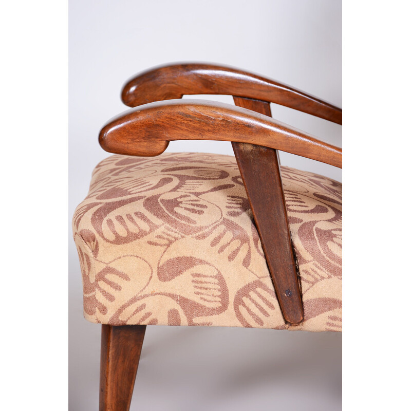 Cadeira de braços Art Deco castanha, 1930