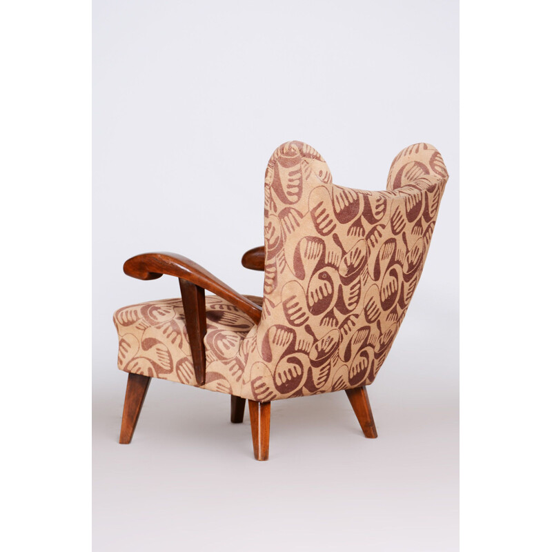 Bruine vintage Art Deco fauteuil, 1930