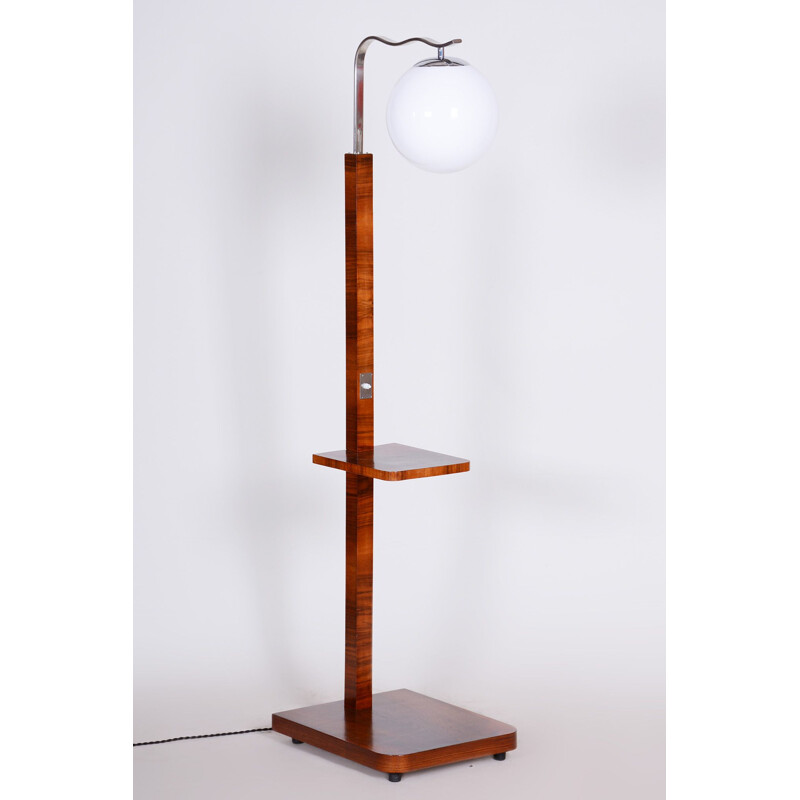 Walnut Art Deco vintage floor lamp, 1930s