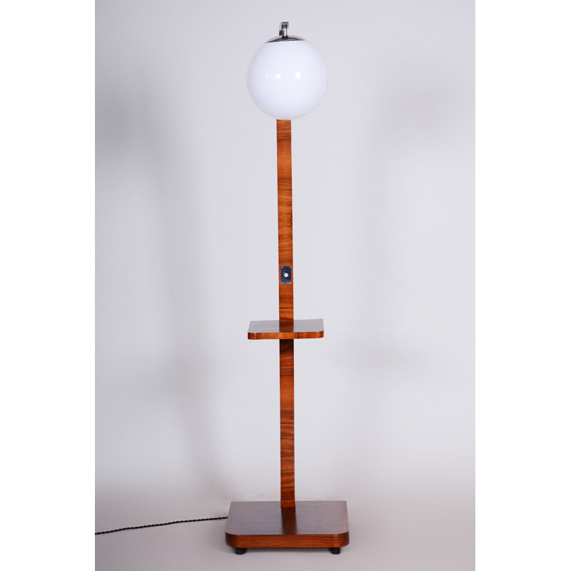 Walnut Art Deco vintage floor lamp, 1930s