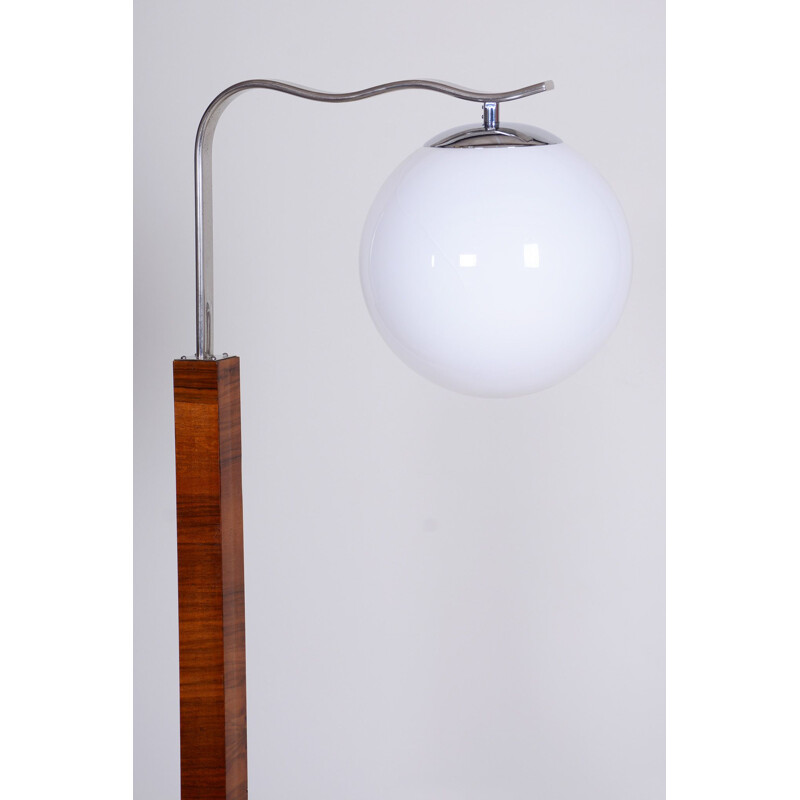 Walnut Art Deco vintage floor lamp, 1930s