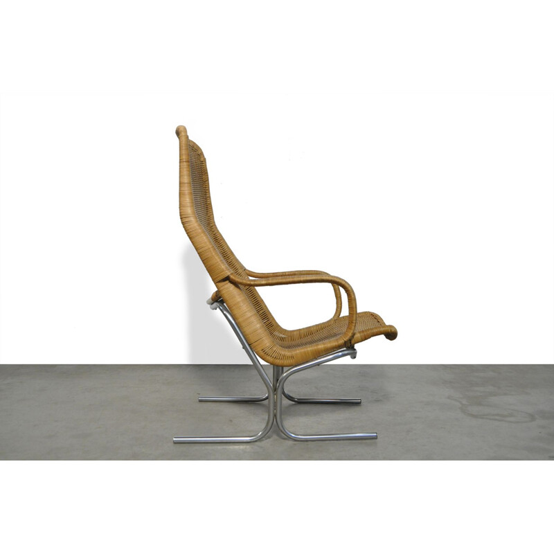 Fauteuil vintage en rotin de Dirk van Sliedregt pour Gebroeders Jonker, Pays-Bas 1960